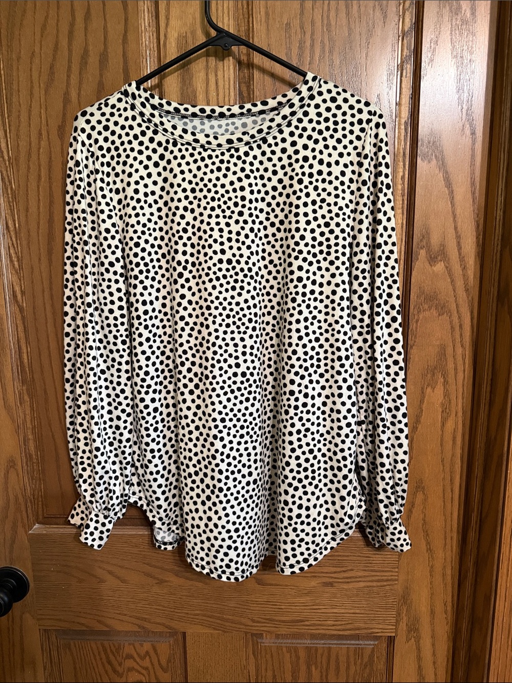 Unk Black Polka Dot Long Sleeve Tee on White